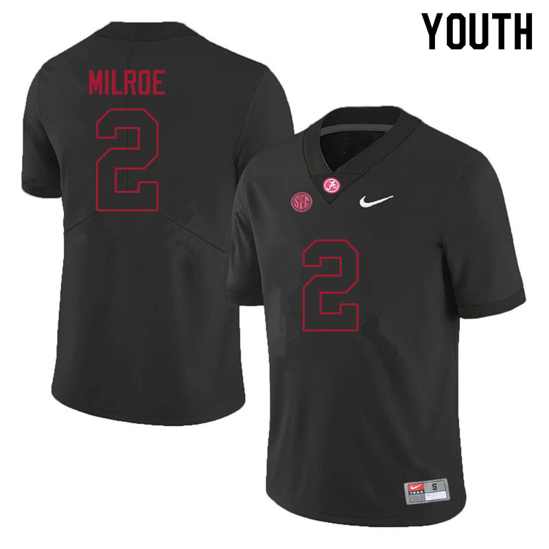 Youth #2 Jalen Milroe Alabama Crimson Tide College Football Jerseys Sale-Black